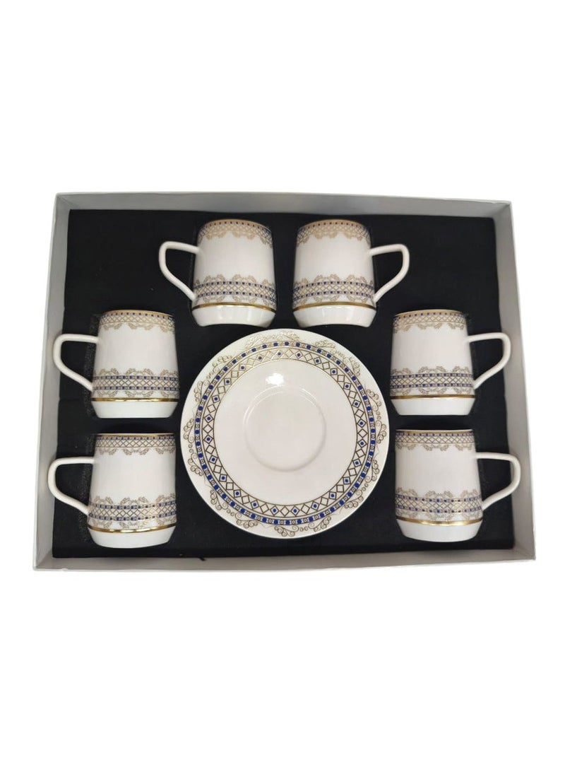 AKDC Premier Ceramic Cup and Saucer 12Pcs Set 6 Cups With 6 Saucers-80ML - Image 1