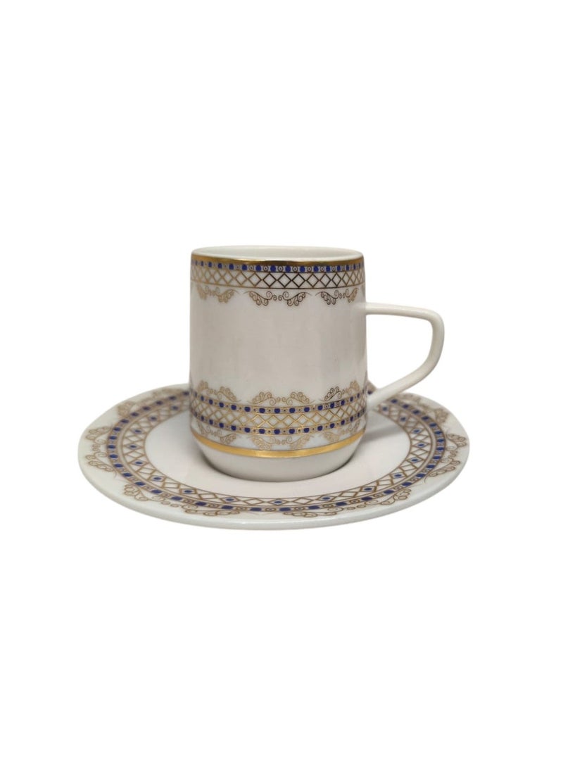 AKDC Premier Ceramic Cup and Saucer 12Pcs Set 6 Cups With 6 Saucers-80ML - Image 2