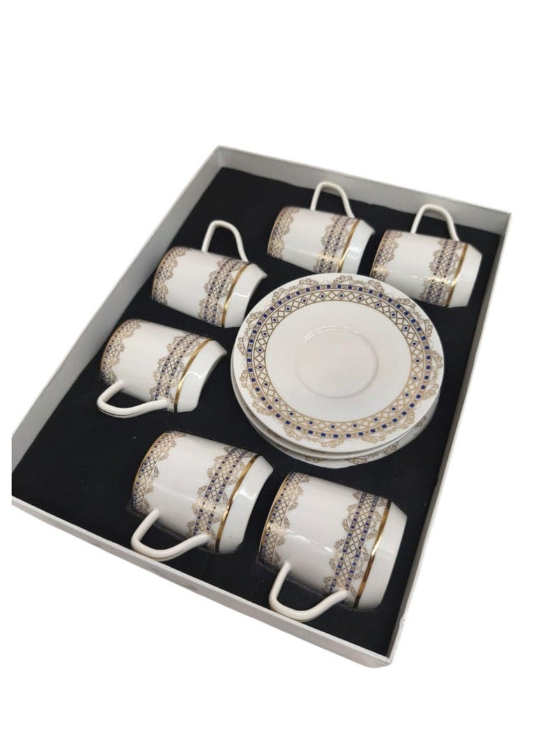 AKDC Premier Ceramic Cup and Saucer 12Pcs Set 6 Cups With 6 Saucers-80ML - Image 3