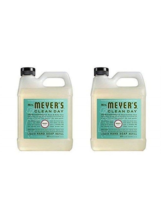 Mrs. Meyer's Clean Day Mrs Meyers Liquid Hand Soap Refill, Basil Scent, 33 Fl Oz (Pack of 2) 
