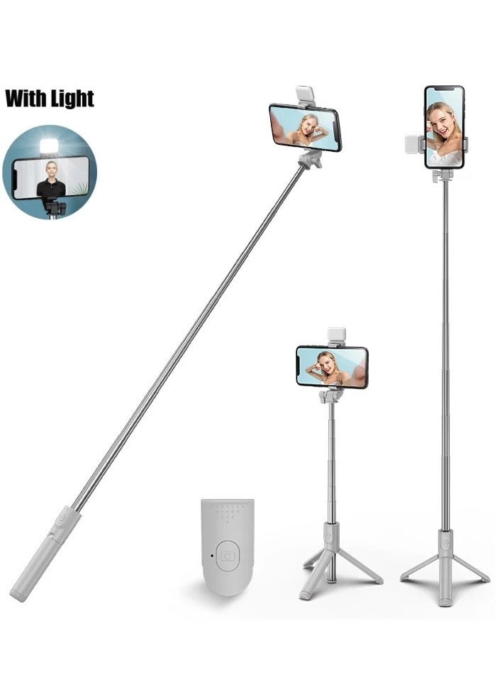 MAOGEDA Selfie Tripod with Light, Mobile Phone Holder Lightweight Tripod with Detachable Bluetooth Wireless Remote Phone Holder, Also Suitable for Tiktok Vlog Youtuber Video Recording - Image 1