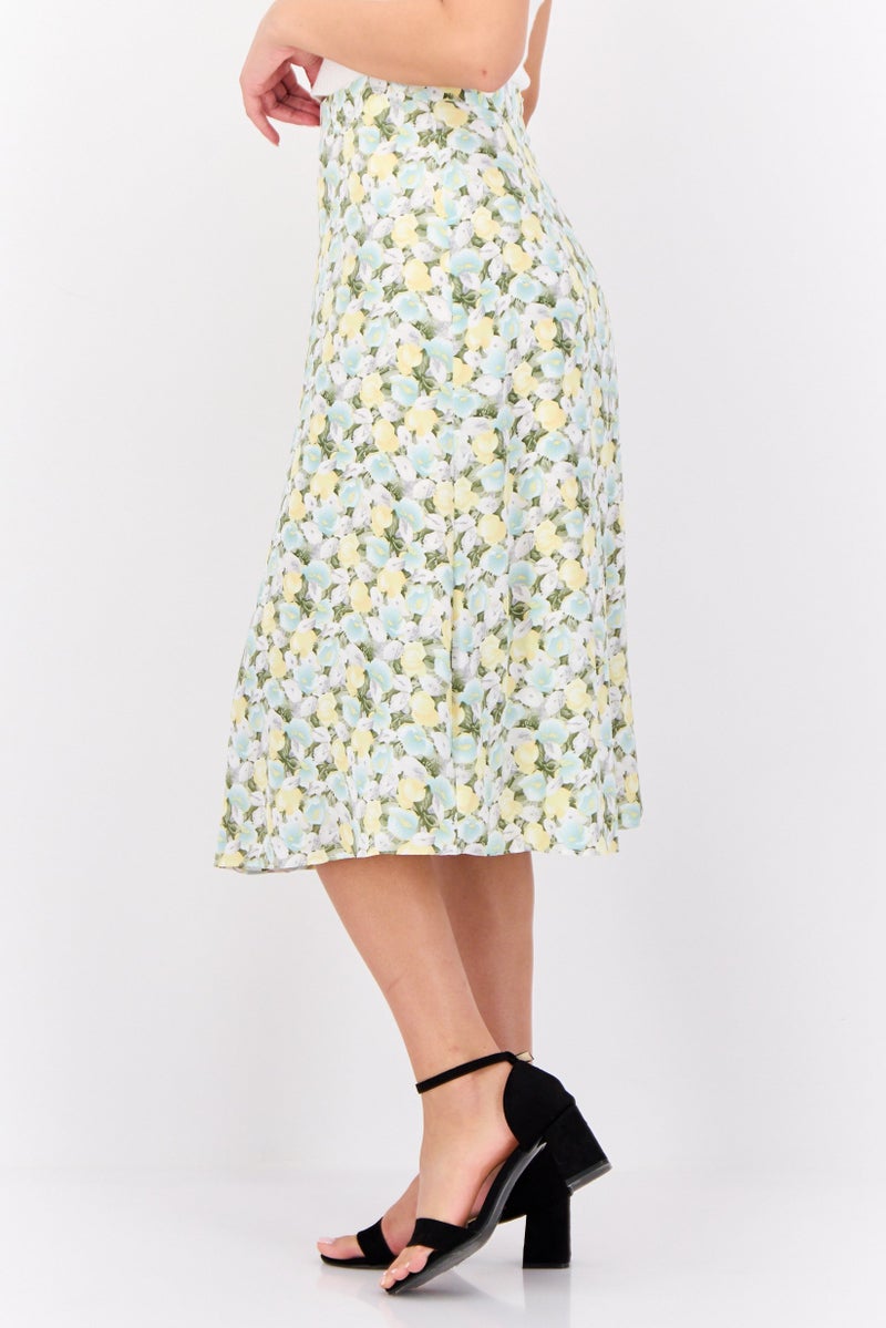 STEVE MADDEN تنورة ميدي مزخرفة بالزهور للنساء، متعددة الألوان - Image 2