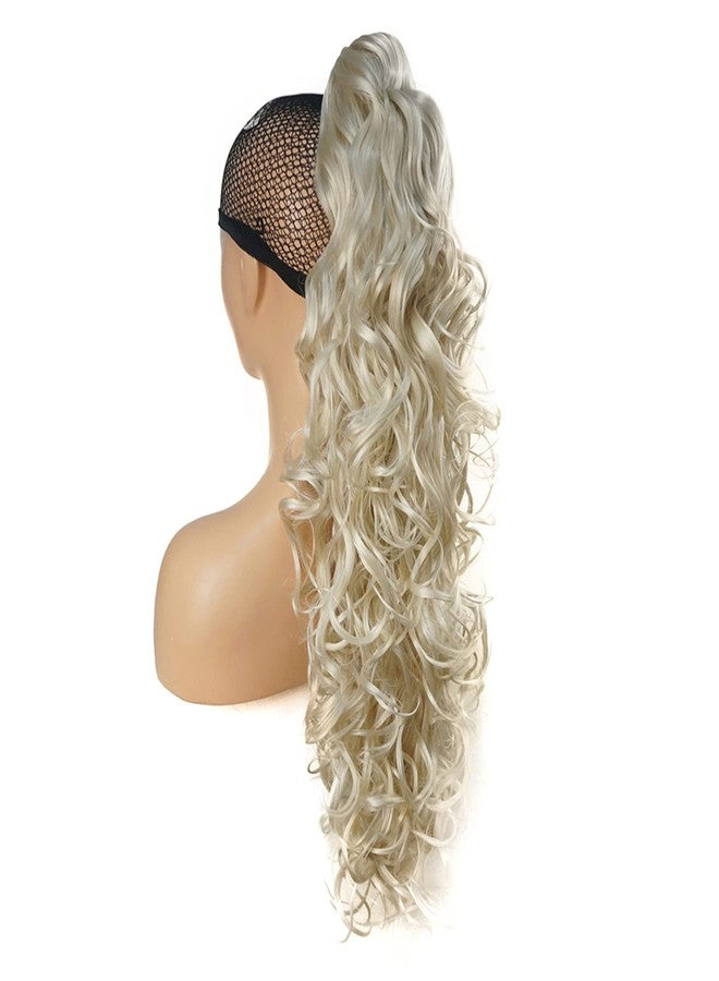 Lydell 30" Long Curly Styled Clip In Claw Ponytail Hair Extension Synthetic Hairpiece 280g with a jaw/claw clip (White Blonde) - Image 1