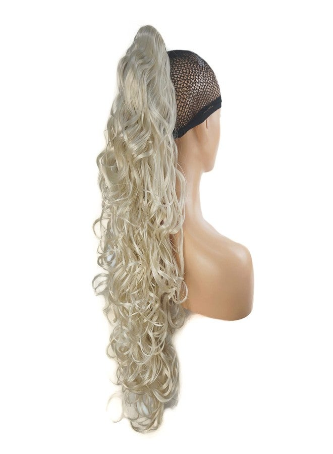 Lydell 30" Long Curly Styled Clip In Claw Ponytail Hair Extension Synthetic Hairpiece 280g with a jaw/claw clip (White Blonde) - Image 2
