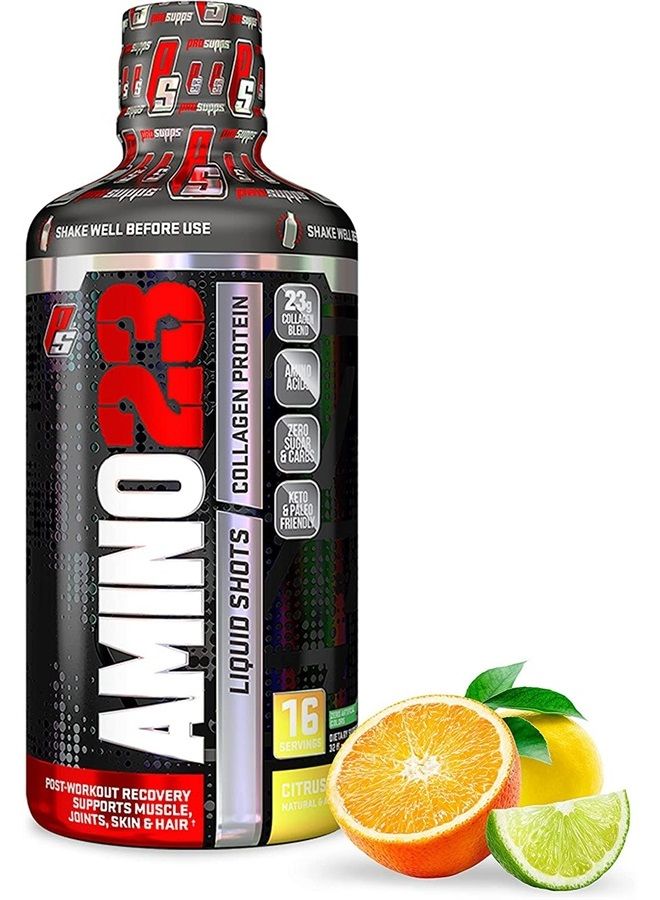 ProSupps ® Amino23 Post-Workout Liquid Shot, Collagen Peptides and Whey Protein (16 Servings, Citrus Punch) - Image 1