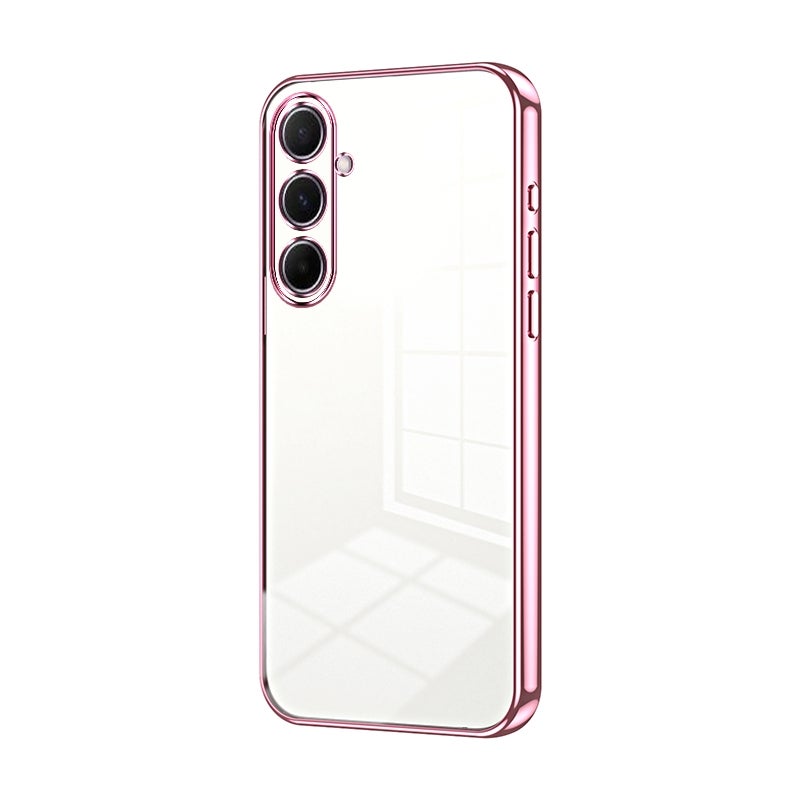 BURAQ Case Cover For Samsung Galaxy A56 Transparent Plating Fine Hole Phone Case(Pink) - Image 1