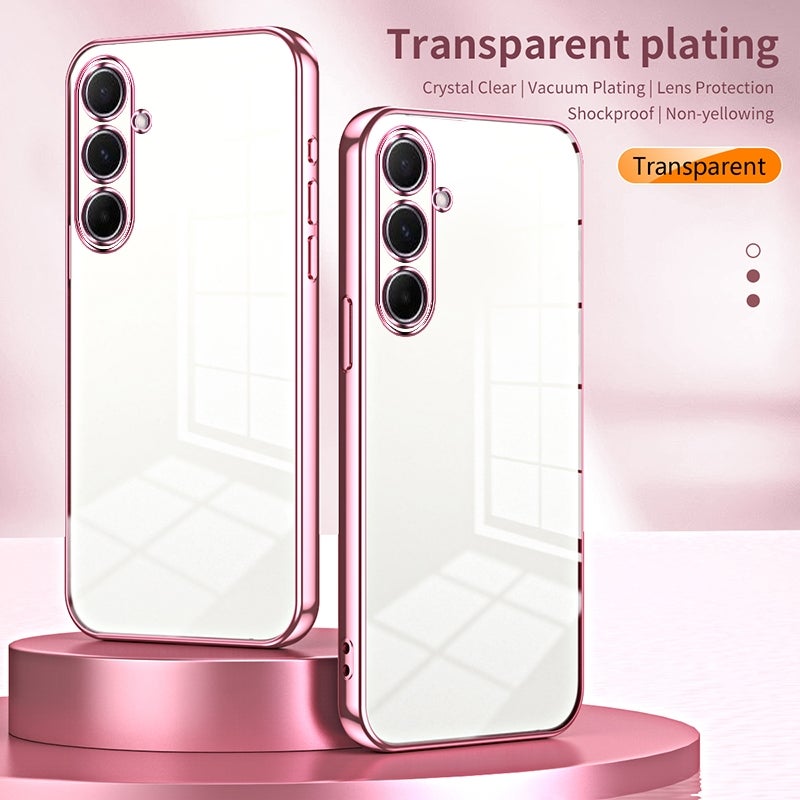 BURAQ Case Cover For Samsung Galaxy A56 Transparent Plating Fine Hole Phone Case(Pink) - Image 2