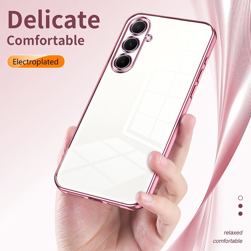 BURAQ Case Cover For Samsung Galaxy A56 Transparent Plating Fine Hole Phone Case(Pink) - Image 5