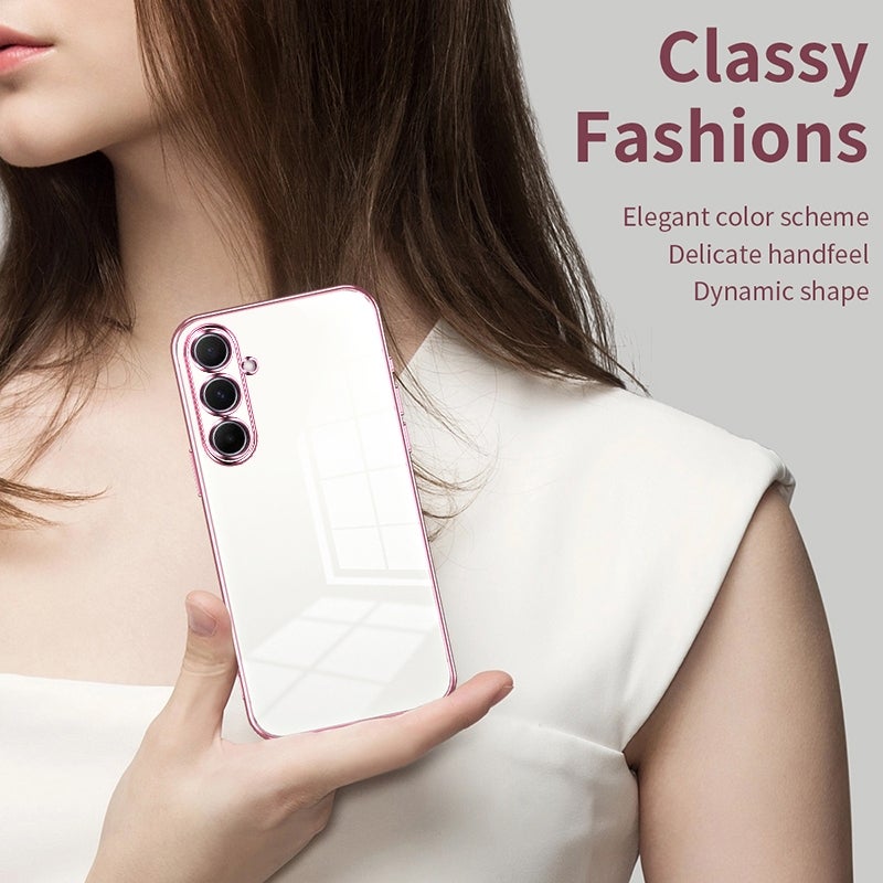 BURAQ Case Cover For Samsung Galaxy A56 Transparent Plating Fine Hole Phone Case(Pink) - Image 3