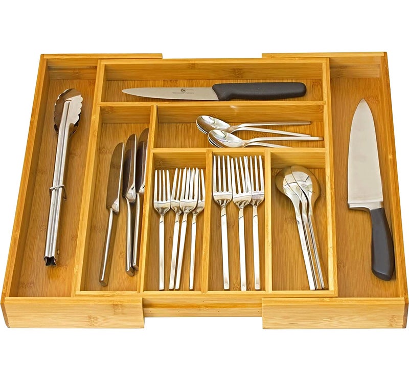 Homeit Expandable Cutlery Drawer made for Utensil Organizer Flatware Dividers Kitchen Holder
