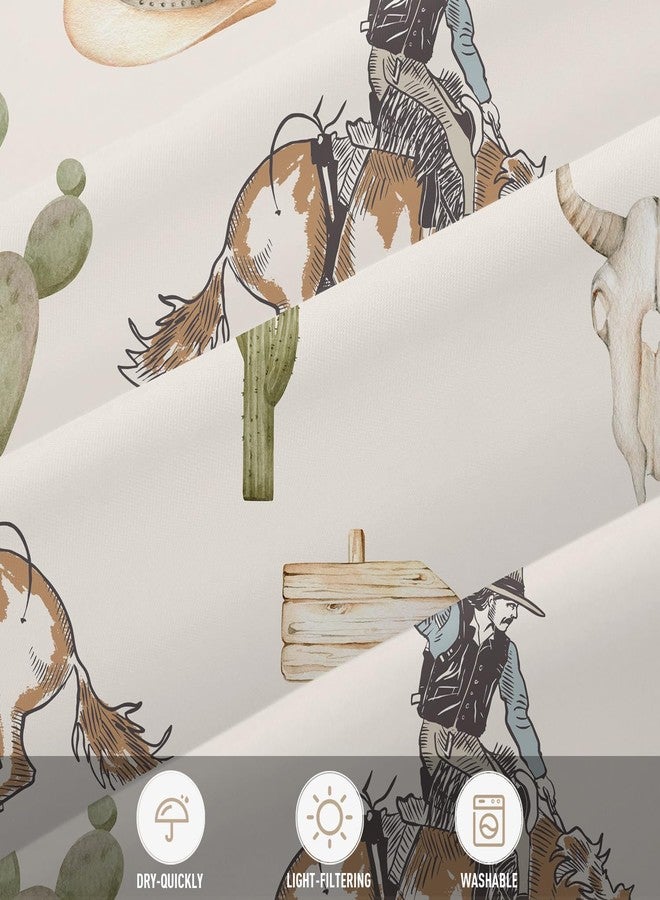 EGLGCC Western Cowboy Shower Curtain Extra Long XL Large Southwestern Southwest Horse Cactus Desert Aztec Vintage Farmhouse Country 72x84 Inch Fabric Polyester Cloth Washable Bathroom Decor 12 Hooks - Image 4