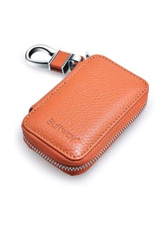 Buffway Buffway Car keychain,Genuine Leather Key Chain Coin Holder Metal Hook and Keyring Wallet Zipper Bag for Vehicle Keyless Entry  - Image 2