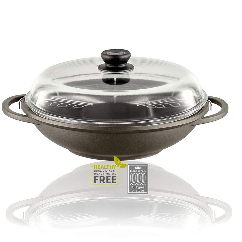 Berndes Classics Bonanza Induction Wok with Glass lid and Accessories aluminium 55 liters Black
