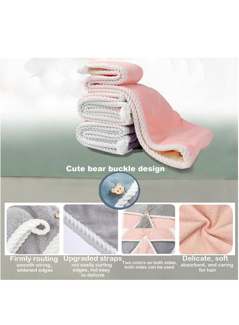 KASTWAVE Microfiber Hair Towel Wrap, 3 Pcs Turban with Button, Head Towel for Curly Wet Drying Hair for Women, Quick Dry Bath and Shower Towel, Pink, Green, Blue - Image 4