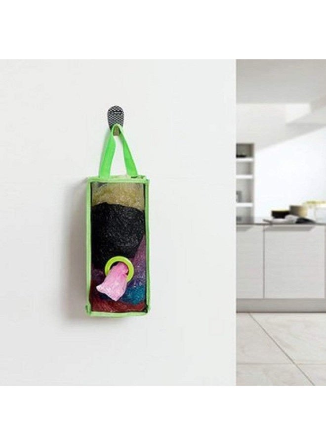 Generic Multifunction Hanging Storage Bag Clothes Stuff Household Organizer, Net Wall Mount Hanging Polythene Bag Dispenser Mesh Pouch - Image 2
