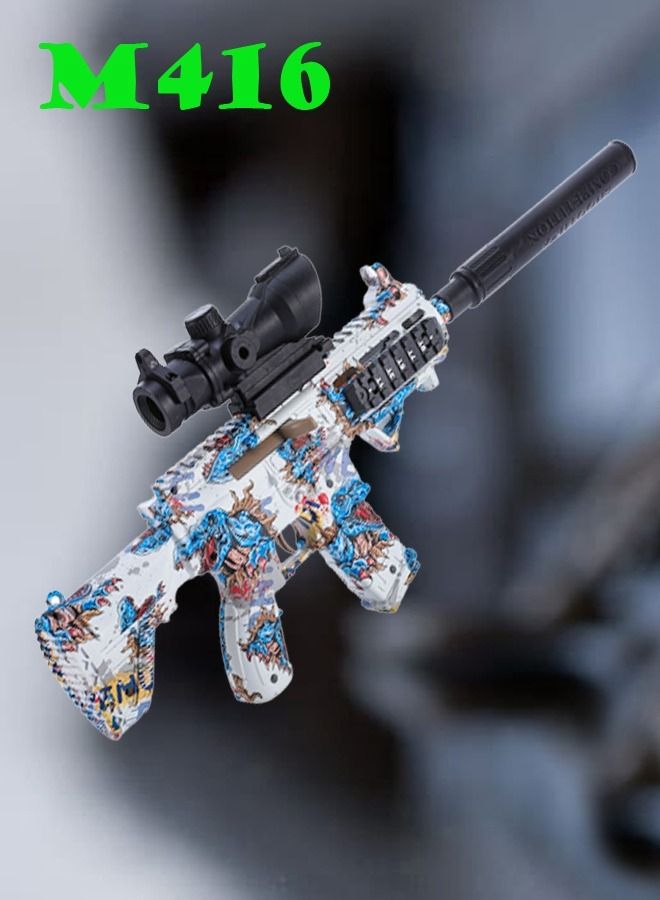 بندقية M416 الهجومية شكل مسدس كهربائي أوتوماتيكي كرات هيدروجيل بندقية بالات مائية بندقية كرات هلامية منظار وكاتم للصوت للنشاطات الخارجية - Image 1