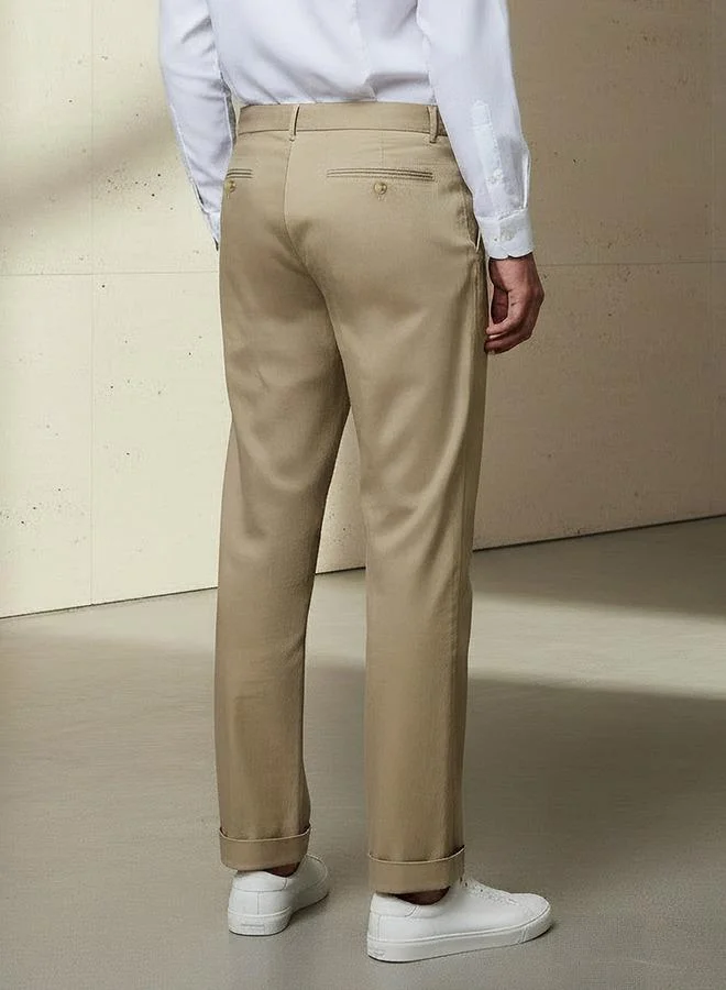 Iconic BEIGE Iconic Men Regular Fit Trousers for Men | Best Price UAE