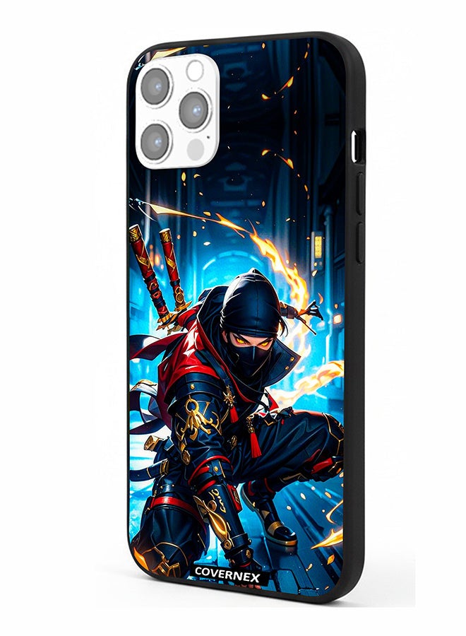 Covernex Apple iPhone 12 Pro Protective Case Cover Printed Featuring Katana Warrior Cyber Ninja Action Illustration - Image 1