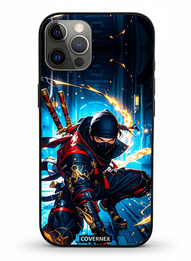 Covernex Apple iPhone 12 Pro Protective Case Cover Printed Featuring Katana Warrior Cyber Ninja Action Illustration - Image 2