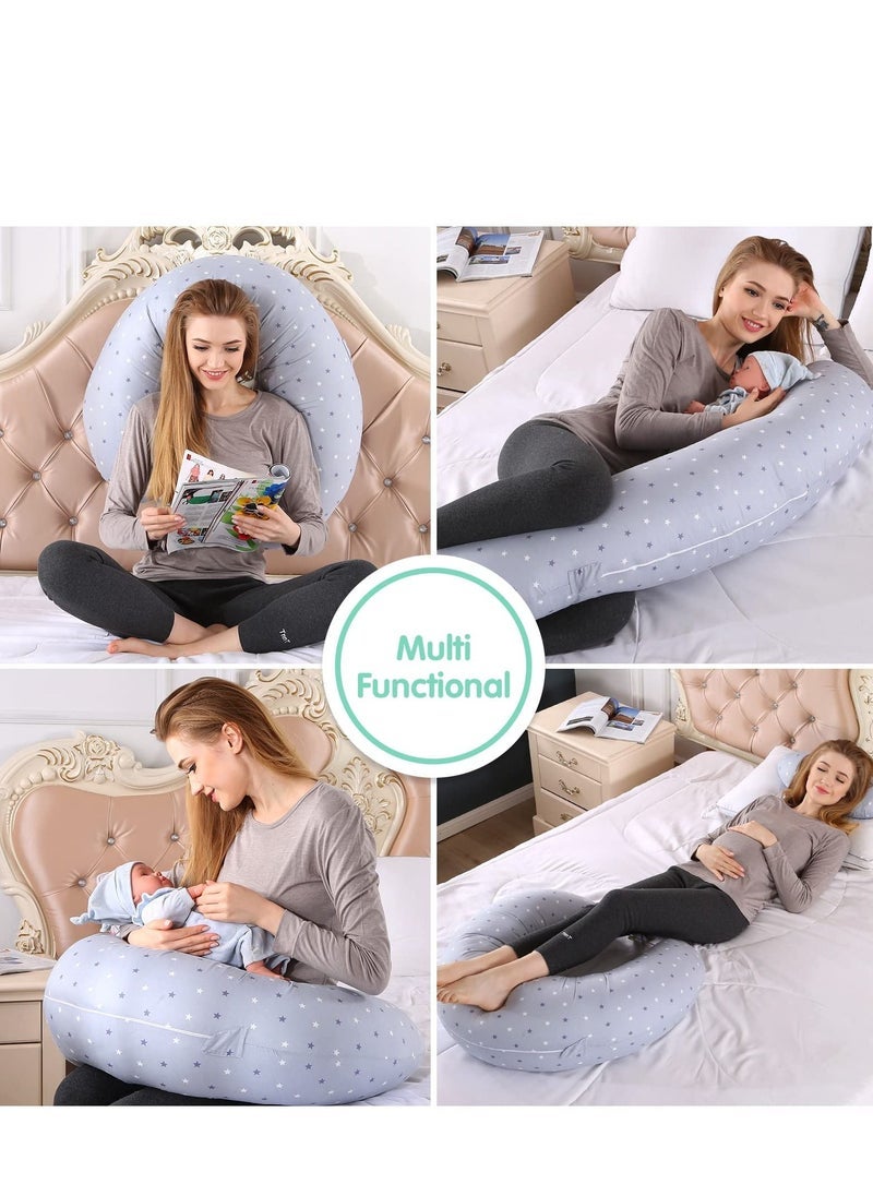 MIXDE Pregnancy Pillow Multi-Functional Maternity Body Pillow for Sleeping Cute and Comfy Baby Nursing Pillow for Baby Bottle Feeding and Body Support - Image 2