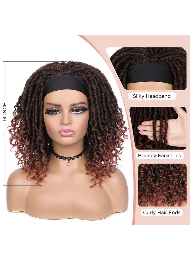 Hanne Fashion Faux Locs Headband Wig Short Dreadlock Wigs Goddess Hand Braided Twist Synthetic Wigs For Black Women Curly Dreadlock Locs Wig 1B/350#  - Image 2