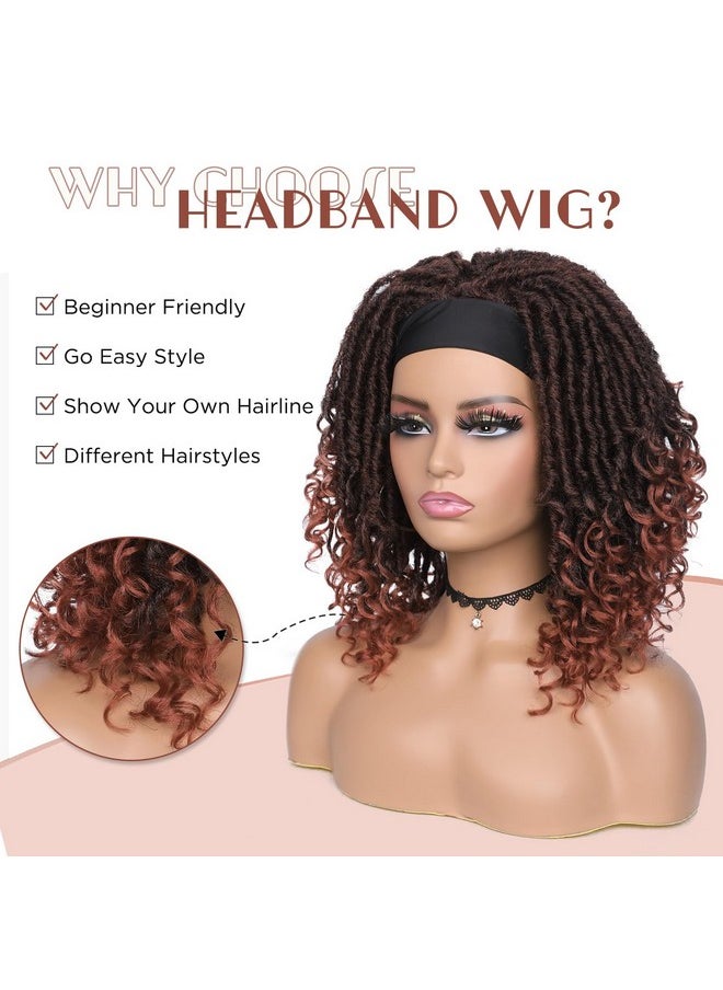 Hanne Fashion Faux Locs Headband Wig Short Dreadlock Wigs Goddess Hand Braided Twist Synthetic Wigs For Black Women Curly Dreadlock Locs Wig 1B/350#  - Image 1