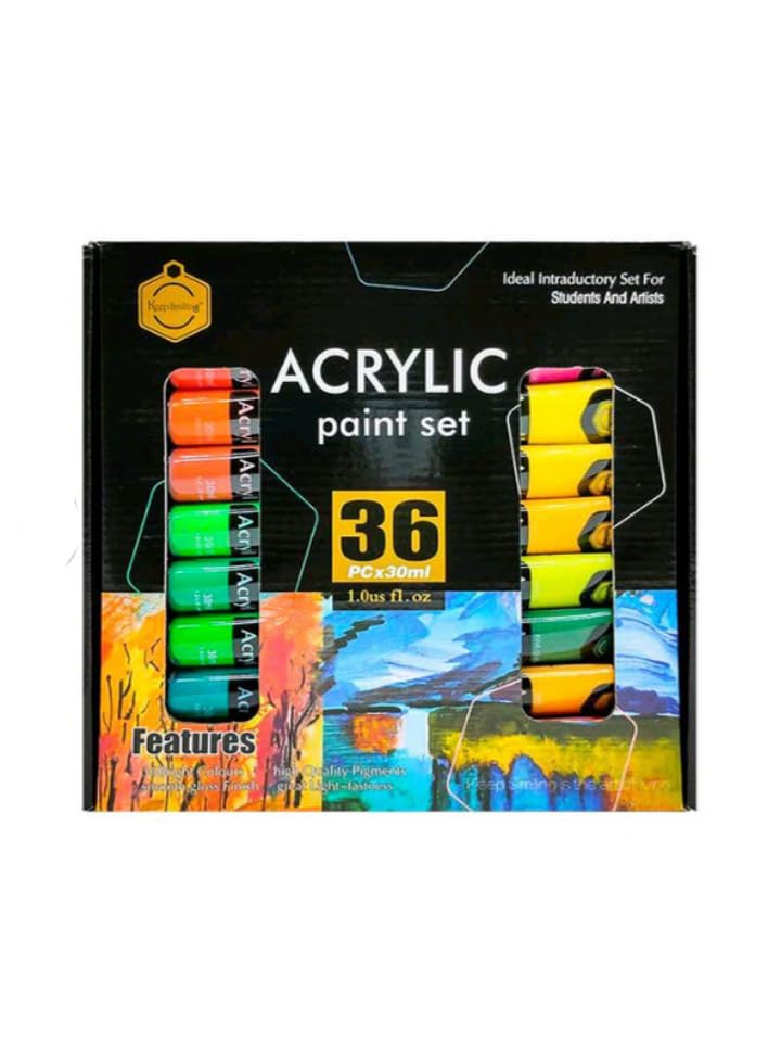 Artnery Acrylic Paint Set For Kids And Adults 36 Pack Of 30Ml Craft Paint Colors For Wood Canvas Fabric And Ceramics Art Supplies Multi