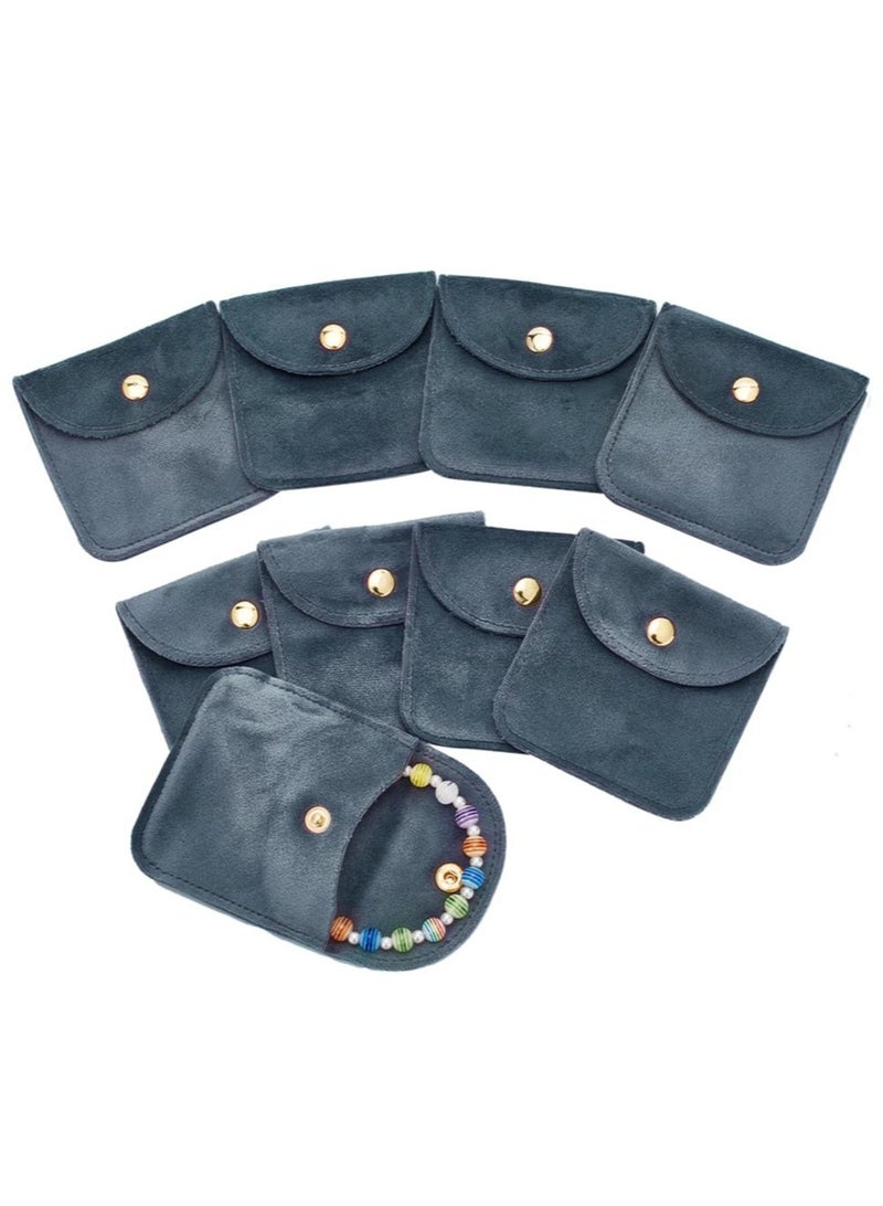 Excefore Velvet Jewellery Pouches, 20 Pcs Gray Color Velvet Jewelry Storage Bags with Snap Button, Jewelry Wrap Gift Bags, For Wedding, Party, Valentine's Day, Anniversary, Candy Gift (8x7.9cm) - Image 1
