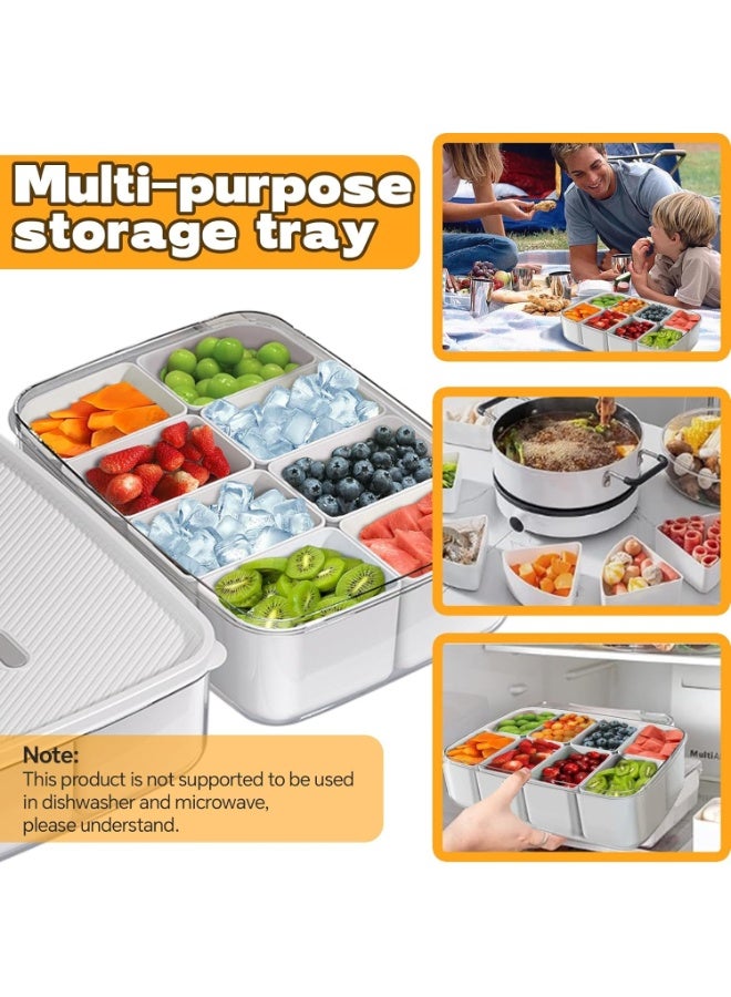 DUNISO Snack Tray with Lid，Divided Serving Tray with Lid， 8 Compartments Snack Box Container，Waterproof, Space Saving，for Veggie, Candy, Fruit, Snacks，Flavoring，Cooked Food - Image 4