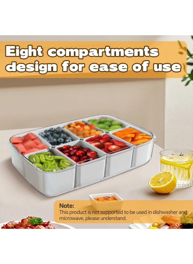 DUNISO Snack Tray with Lid，Divided Serving Tray with Lid， 8 Compartments Snack Box Container，Waterproof, Space Saving，for Veggie, Candy, Fruit, Snacks，Flavoring，Cooked Food - Image 3
