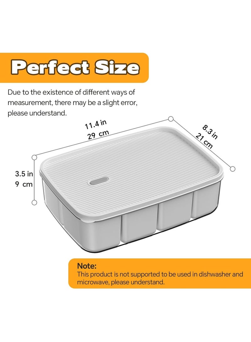 DUNISO Snack Tray with Lid，Divided Serving Tray with Lid， 8 Compartments Snack Box Container，Waterproof, Space Saving，for Veggie, Candy, Fruit, Snacks，Flavoring，Cooked Food - Image 2