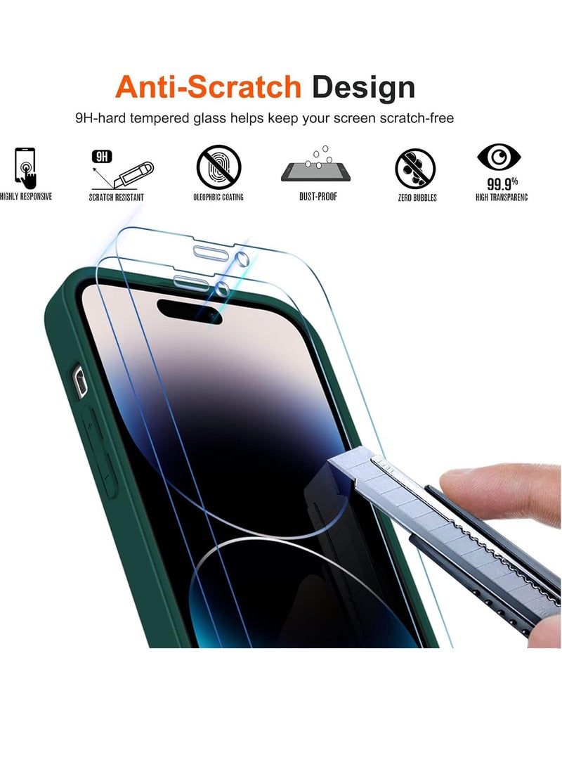 ELTRAZONE [3 in 1 Camera Cover Case for iPhone 14 Pro 6.1" (Not For 14 Pro Max 6.7") [Long Lasting Clarity] [Military Grade Shockproof], 1 Hard Back Phone Case + 2 Glass Screen Protector - Clear - Image 2