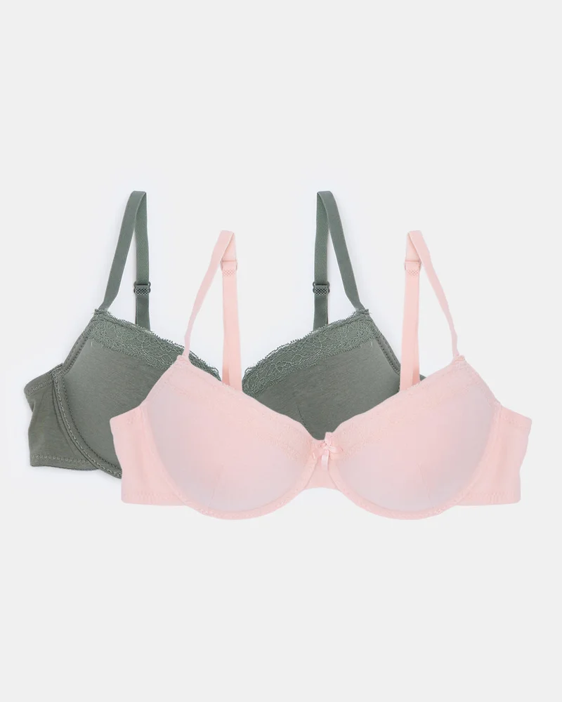 Redtag Women 3-Pack Printed and Solid Push-Up Bras