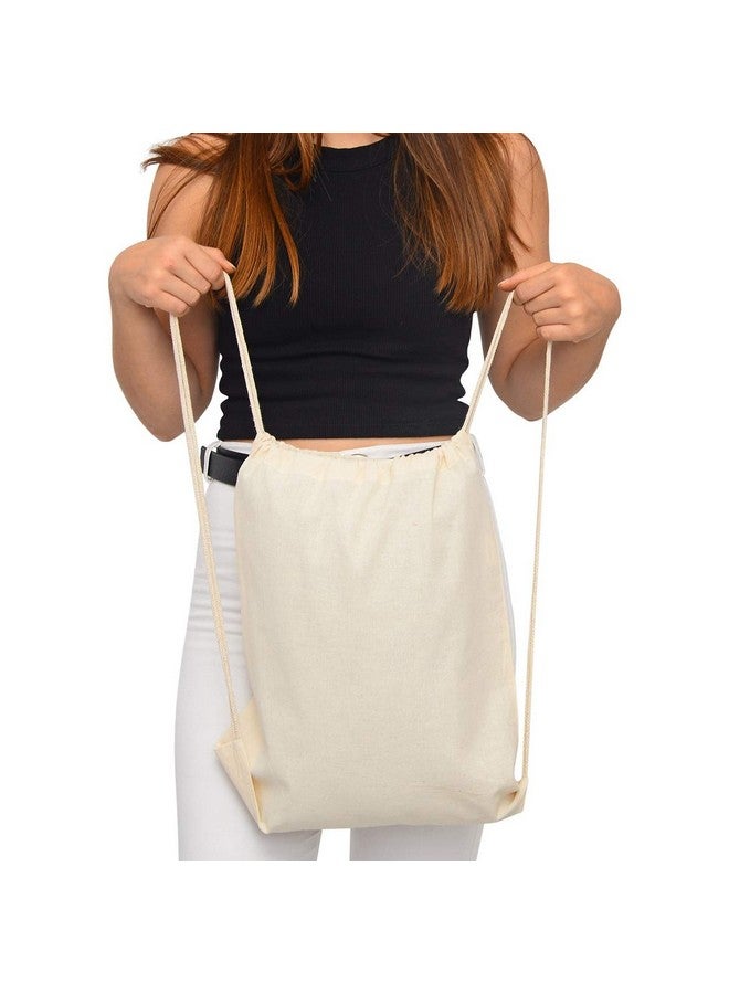 TBF Cotton Drawstring Backpack for Unisex - 3 Pack 14"x18", Canvas Cinch Bag for Gym, Travel, Sports, Cycling, Reusable & Lightweight, Natural Color - Image 5