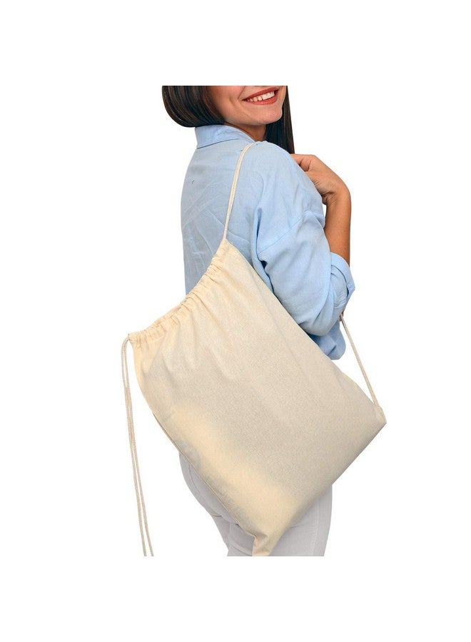 TBF Cotton Drawstring Backpack for Unisex - 3 Pack 14"x18", Canvas Cinch Bag for Gym, Travel, Sports, Cycling, Reusable & Lightweight, Natural Color - Image 4