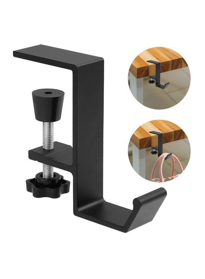 COBEE Purse Hook for Table, Purse Hanger for Desk, Clamp-On Under Desk Backpack Hanger, Women's Bag Hook for Handbag and Purse Holder(Black Single Hook) - Image 1