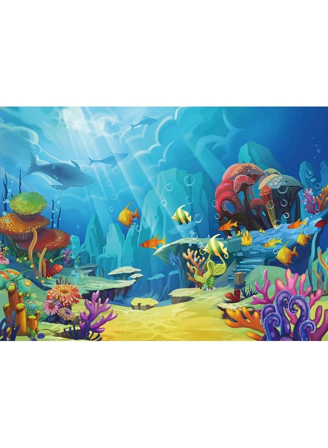 CHAIYA Under The Sea Backdrop Ocean Little Mermaid Backdrop Background for Under The Sea Theme Baby Shower Photo Booth Banner Party Cake Table Decoration 5x3ft - Image 5