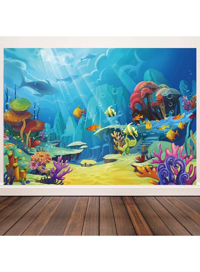 CHAIYA Under The Sea Backdrop Ocean Little Mermaid Backdrop Background for Under The Sea Theme Baby Shower Photo Booth Banner Party Cake Table Decoration 5x3ft - Image 2