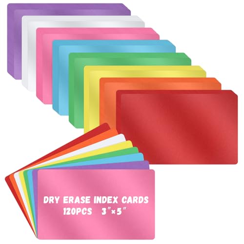 Nitelemn 120 Pcs Dry Erase Index Cards Notecards Blank Reusable Flash Cards Sheets Game Cards Study Business Note Cards for School Office Housework Taking To Do List(Rainbow, 3 x 5 Inch) - Image 1