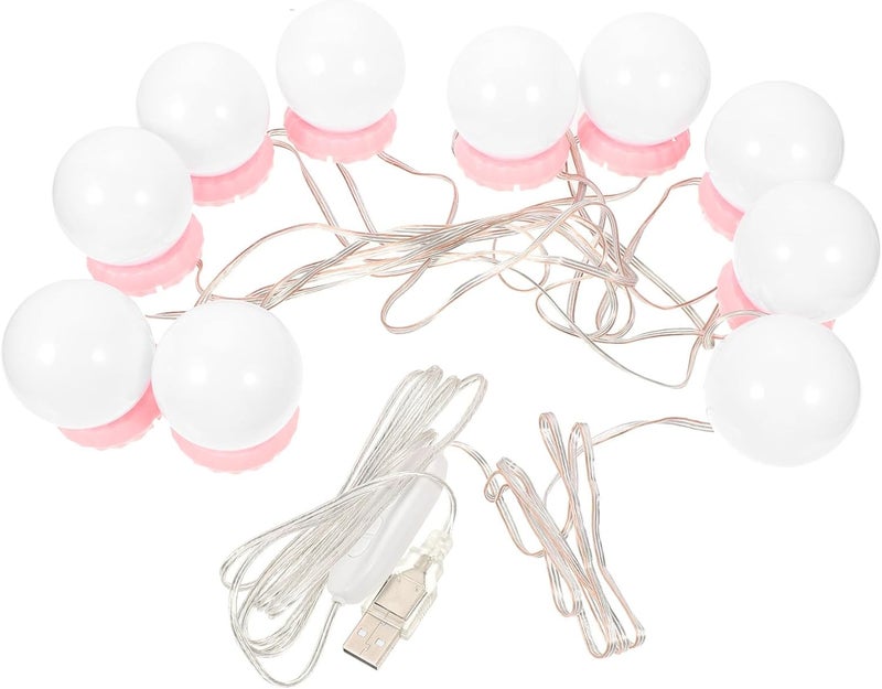 مصباح زيروديكو LED لمرآة المكياج، قابل لإعادة الشحن عبر USB، أضواء زينة للمرآة بثلاث درجات حرارة لونية، وردي، مع كوب شفط، مصباح طاولة الزينة للحمام - Image 1