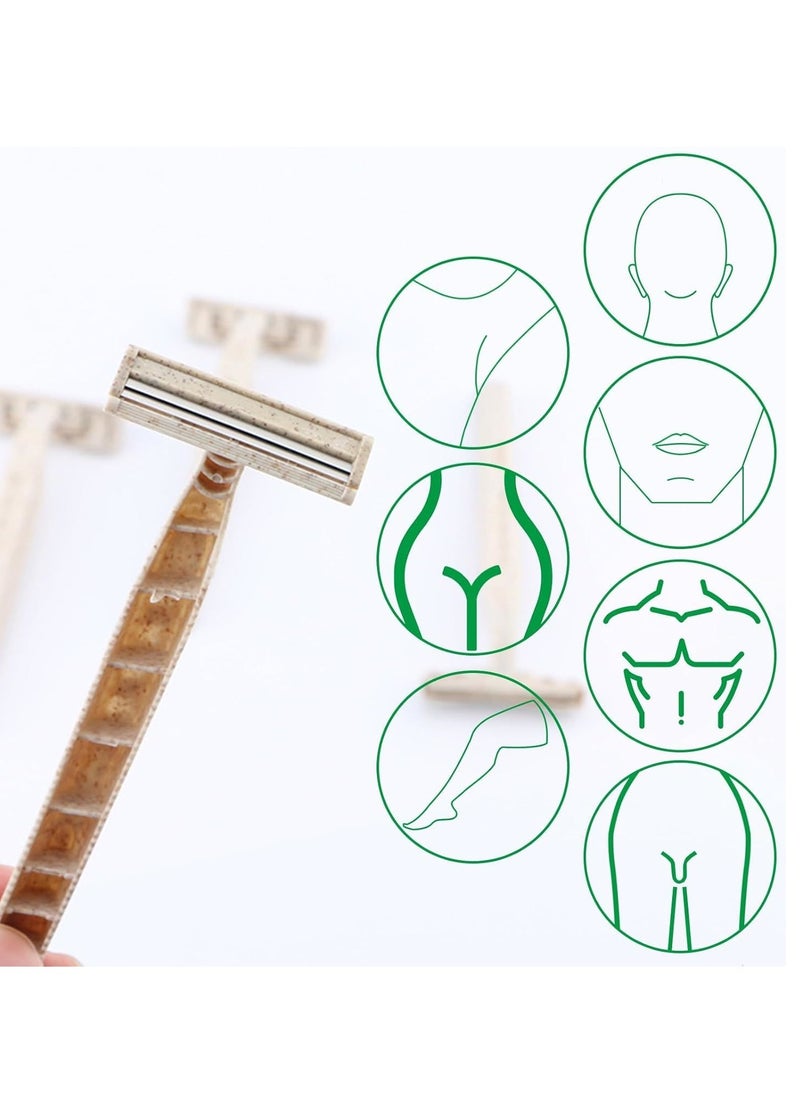 SYOSI - Eco Razors, Disposable Wheat Straw Shavers, 10-Pack Biodegradable Twin Blade Shavers for Sustainable Grooming, Body and Face Eco-Friendly Disposable Razors for MenWomen's Grooming 10PCS - Image 1