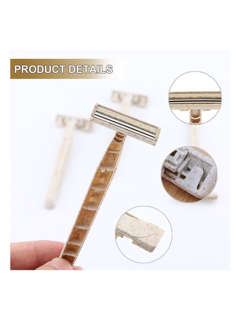 SYOSI - Eco Razors, Disposable Wheat Straw Shavers, 10-Pack Biodegradable Twin Blade Shavers for Sustainable Grooming, Body and Face Eco-Friendly Disposable Razors for MenWomen's Grooming 10PCS - Image 1