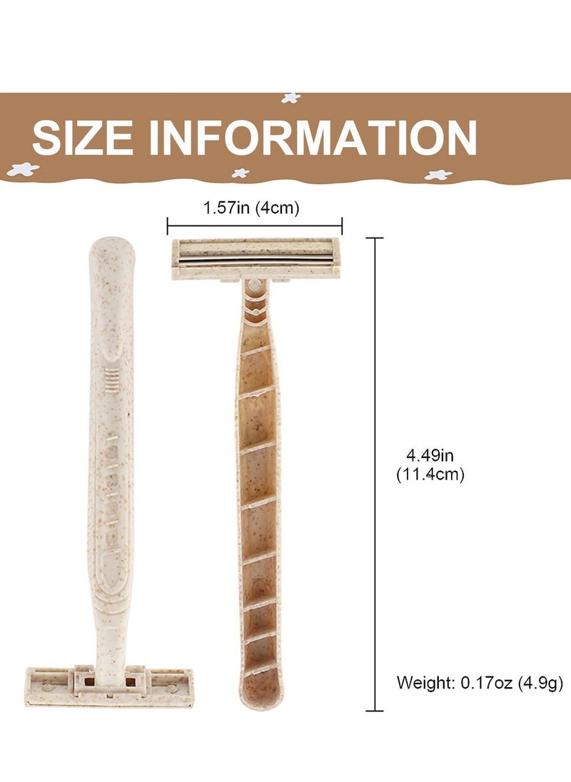 SYOSI - Eco Razors, Disposable Wheat Straw Shavers, 10-Pack Biodegradable Twin Blade Shavers for Sustainable Grooming, Body and Face Eco-Friendly Disposable Razors for MenWomen's Grooming 10PCS - Image 1
