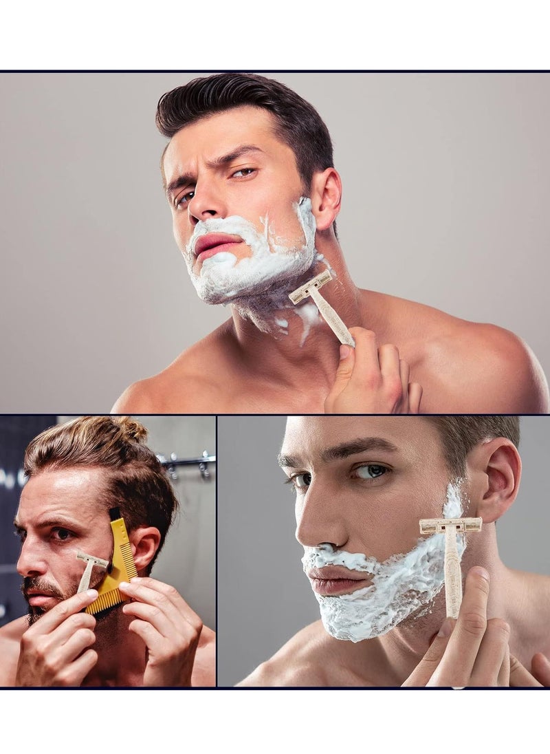 SYOSI - Eco Razors, Disposable Wheat Straw Shavers, 10-Pack Biodegradable Twin Blade Shavers for Sustainable Grooming, Body and Face Eco-Friendly Disposable Razors for MenWomen's Grooming 10PCS - Image 1