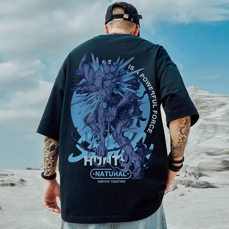 Plus Size 300 Jin Men'S Short Sleeve Summer Fashion Half Sleeve Fashion Brand Super Fire T-Shirt Ins Hong Kong Style Loose T-Shirt - Image 5