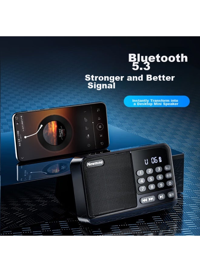Newmine Newman N120 Radio For Elderly, Semiconductor, Rechargeable, Lightweight, Portable, Card-insertable, Mini Speaker, Broadcast, Music, Opera, Storytelling, Bluetooth Player, Gift - Image 2