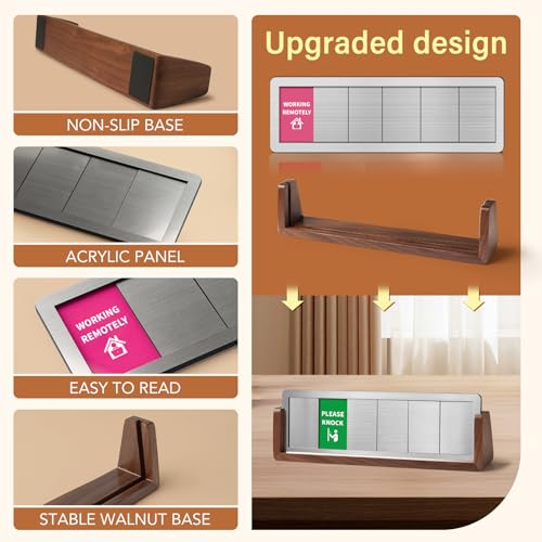 EliteSign Do Not Disturb Office Desk Sign for 6 Options Slider, Available, In A Meeting, Out of Office, Working Remotely, Back Soon, Desk Signs for Conference Rooms with Walnut Wood Base - Image 4