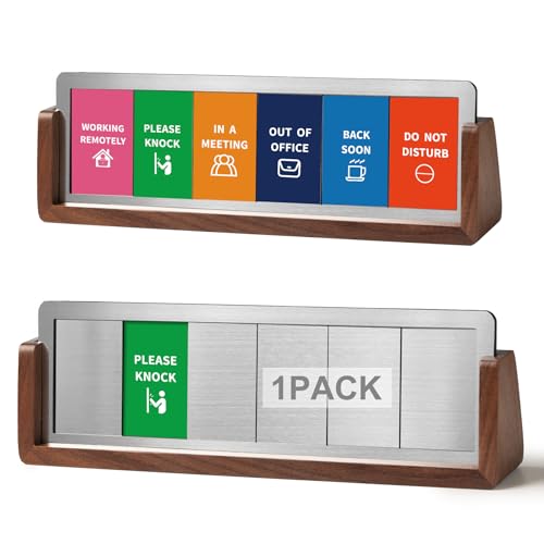 EliteSign Do Not Disturb Office Desk Sign for 6 Options Slider, Available, In A Meeting, Out of Office, Working Remotely, Back Soon, Desk Signs for Conference Rooms with Walnut Wood Base - Image 1