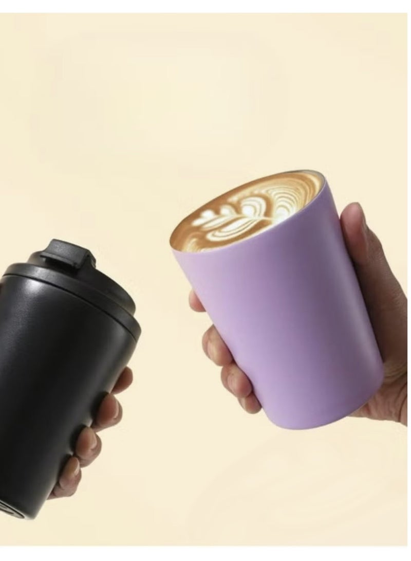 مليون كوب قهوة للسفر مصنوع من الفولاذ المقاوم للصدأ معزول بالتفريغ لحفظ المشروبات الساخنة والثلجية للاستخدام في المنزل والمكتب والأنشطة الخارجية، سعة 360 مل، لون بنفسجي - Image 3