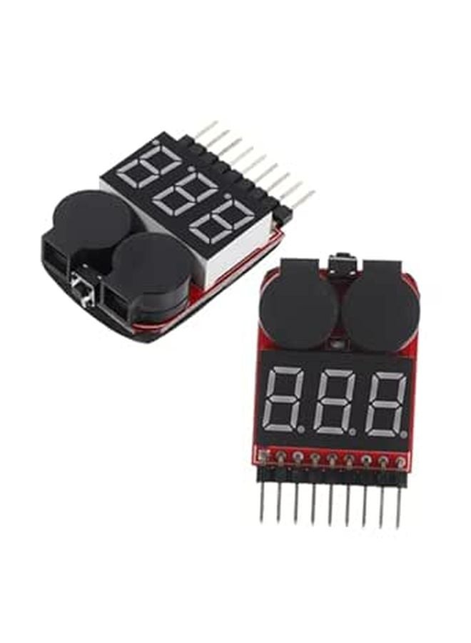 2Pcs LCD Battery Tester with Low Voltage Alarm for Car Lipo Battery Monitoring - Image 1